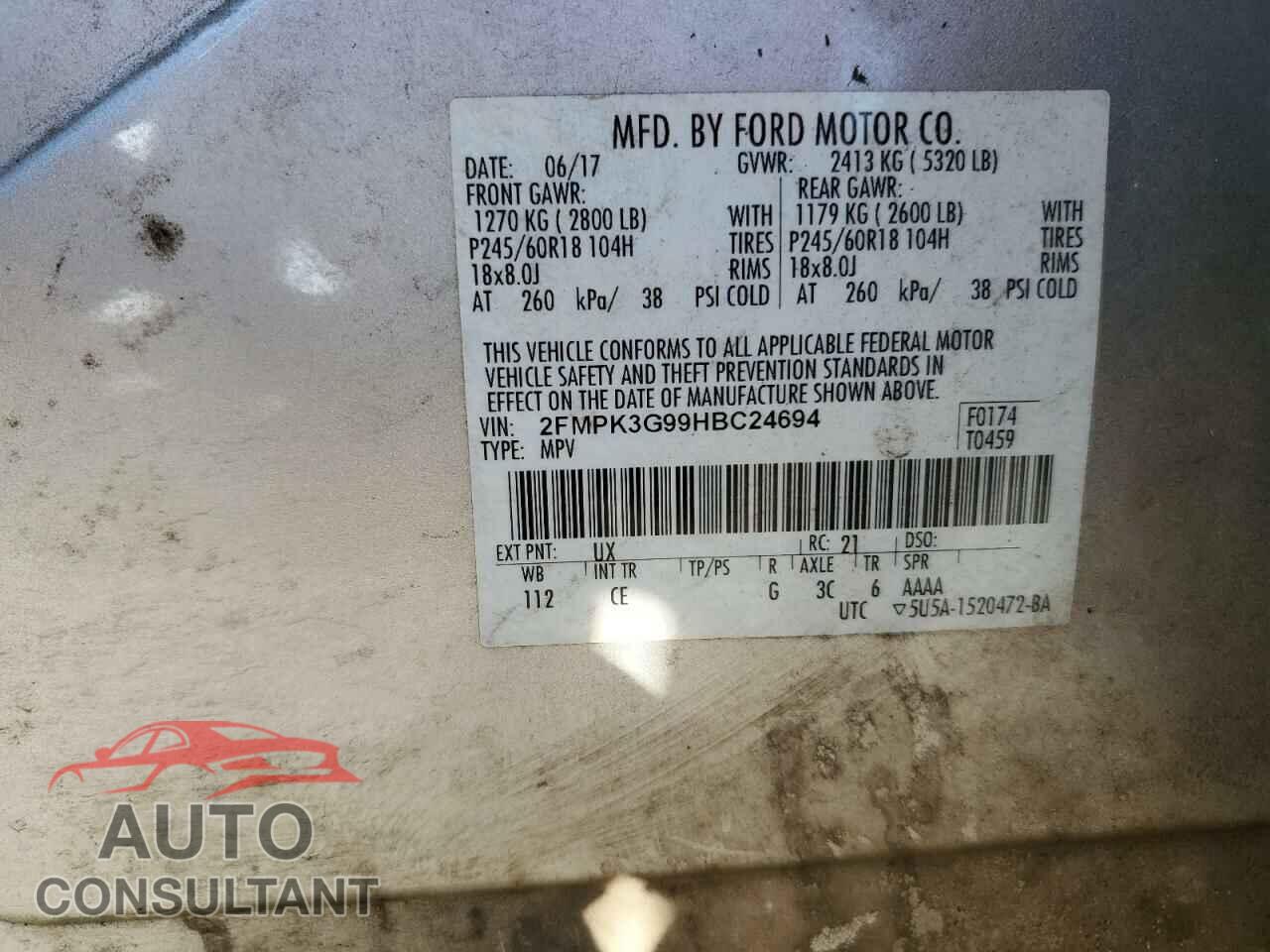 FORD EDGE 2017 - 2FMPK3G99HBC24694