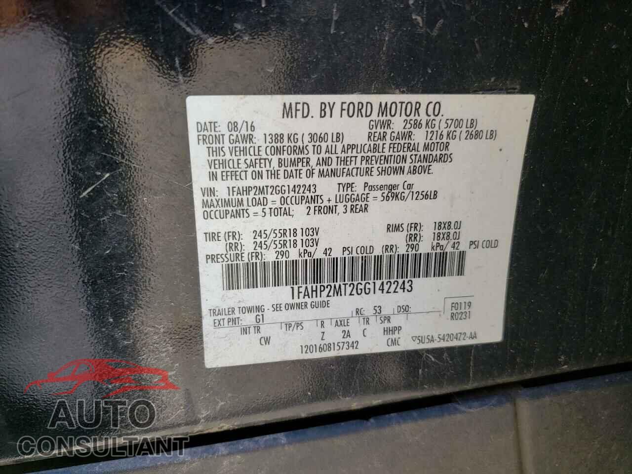 FORD TAURUS 2016 - 1FAHP2MT2GG142243
