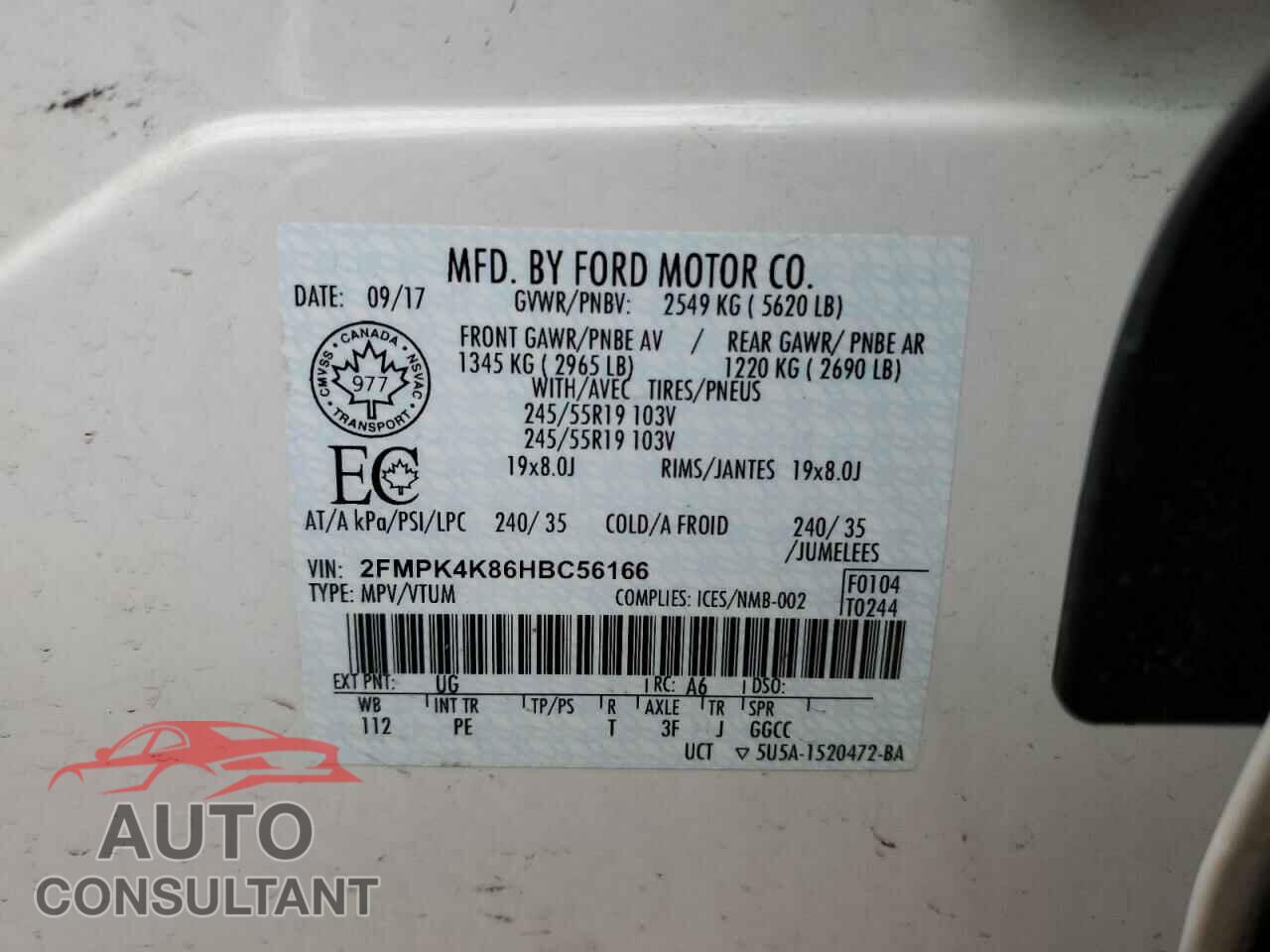 FORD EDGE 2017 - 2FMPK4K86HBC56166
