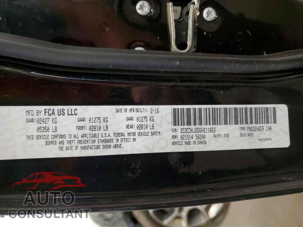 DODGE CHARGER 2016 - 2C3CDXJG5GH211663
