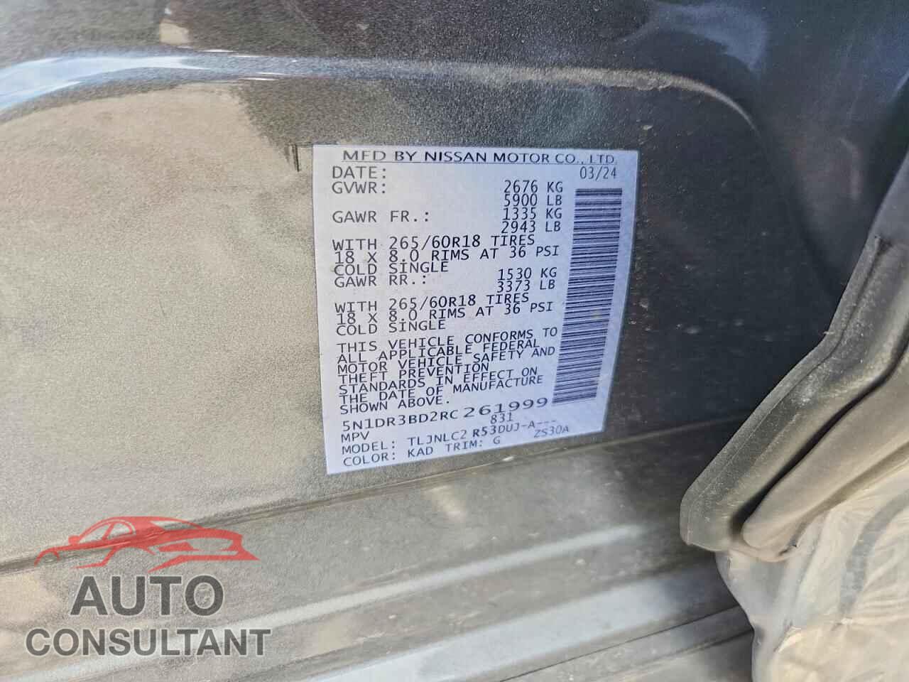 NISSAN PATHFINDER 2024 - 5N1DR3BD2RC261999