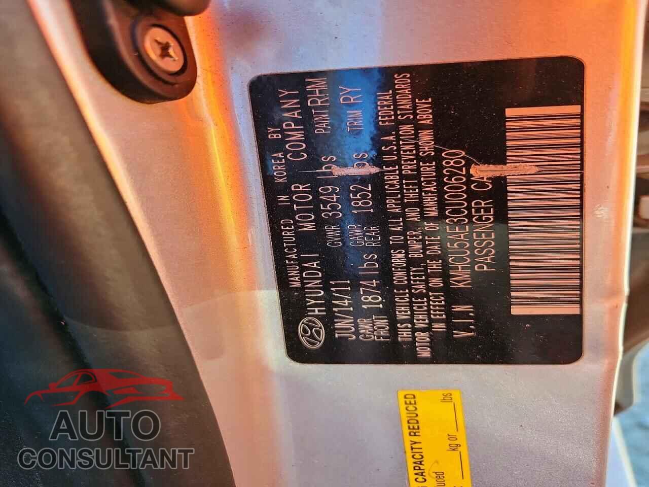 HYUNDAI ACCENT 2012 - KMHCU5AE3CU006280