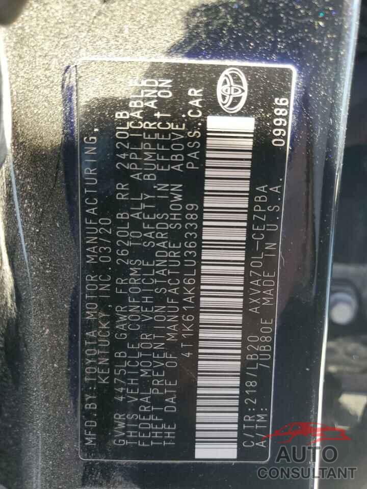 TOYOTA CAMRY 2020 - 4T1K61AK6LU363389