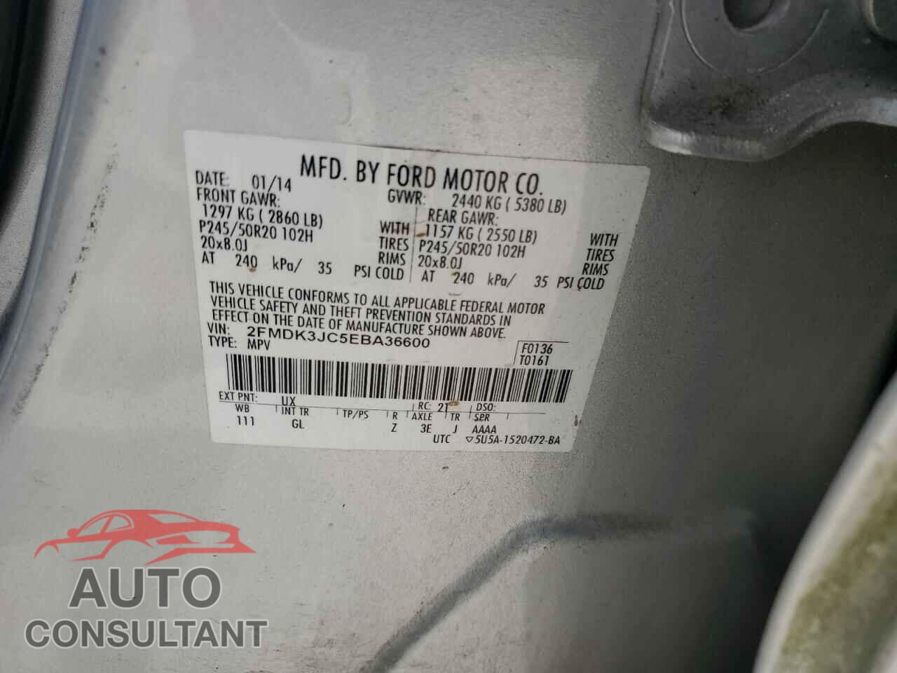 FORD EDGE 2014 - 2FMDK3JC5EBA36600