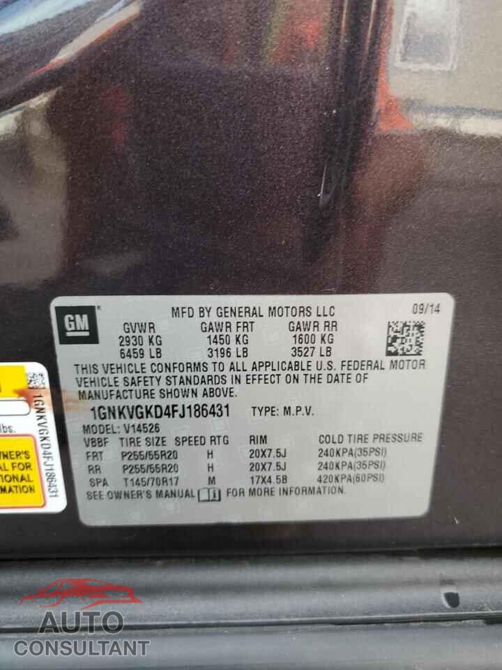 CHEVROLET TRAVERSE 2015 - 1GNKVGKD4FJ186431