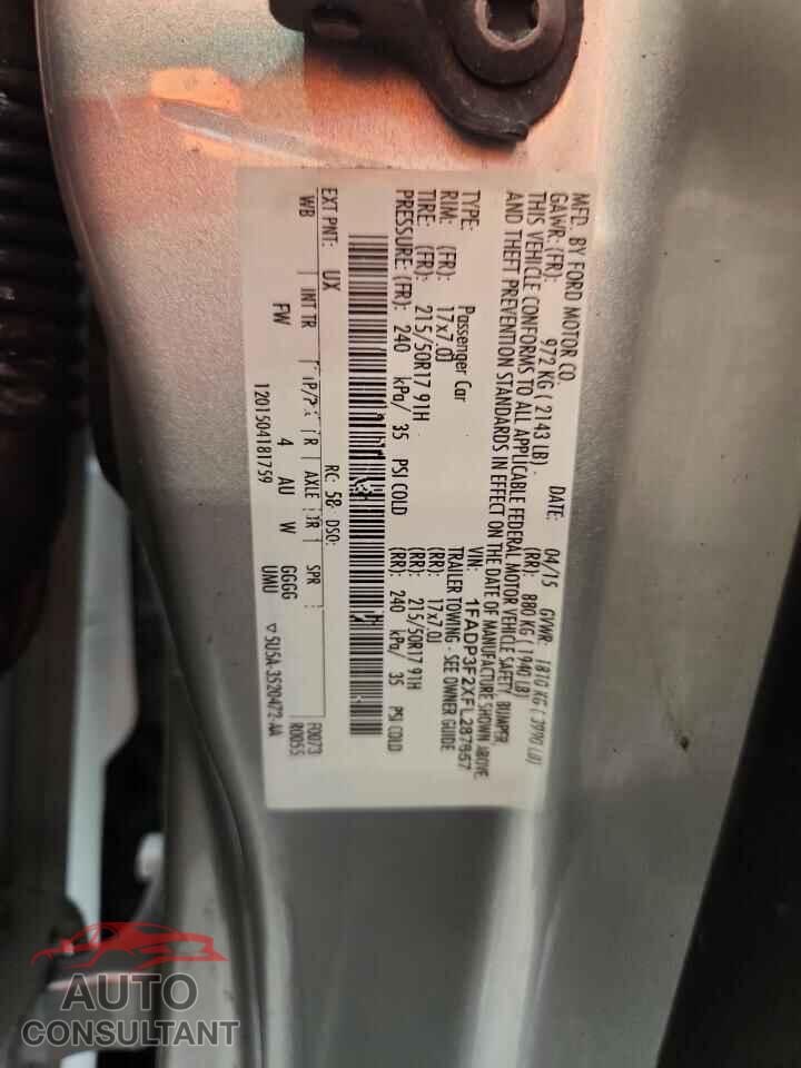 FORD FOCUS 2015 - 1FADP3F2XFL287657