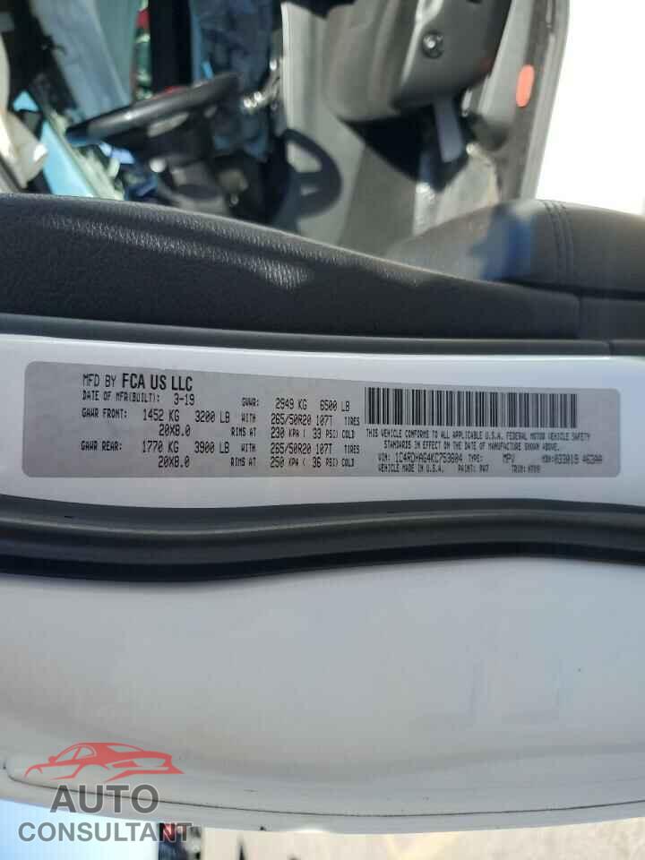 DODGE DURANGO 2019 - 1C4RDHAG4KC753604
