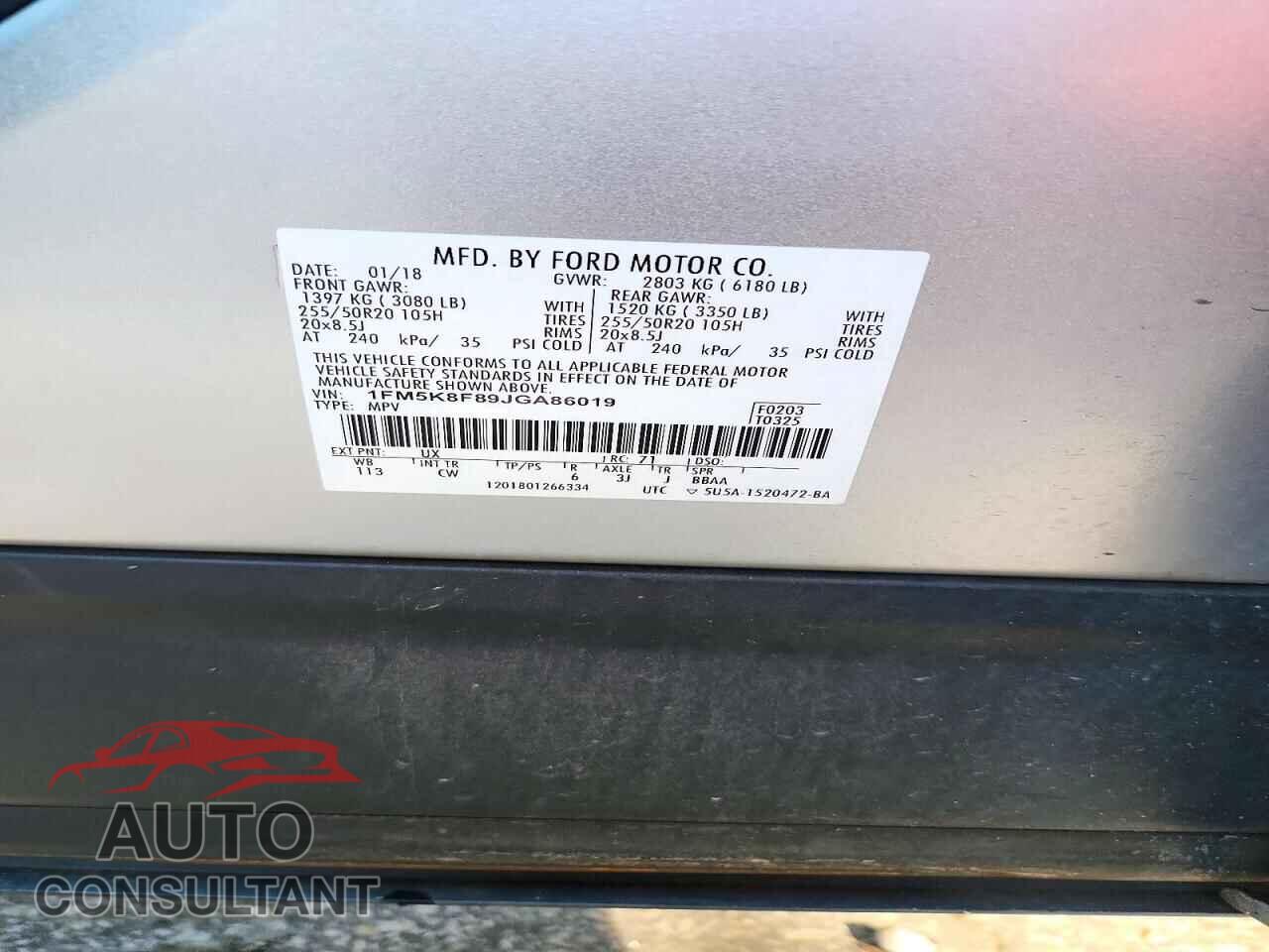 FORD EXPLORER 2018 - 1FM5K8F89JGA86019