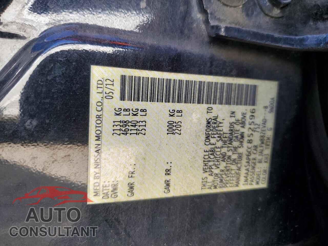 NISSAN MAXIMA 2012 - 1N4AA5AP6CC852596