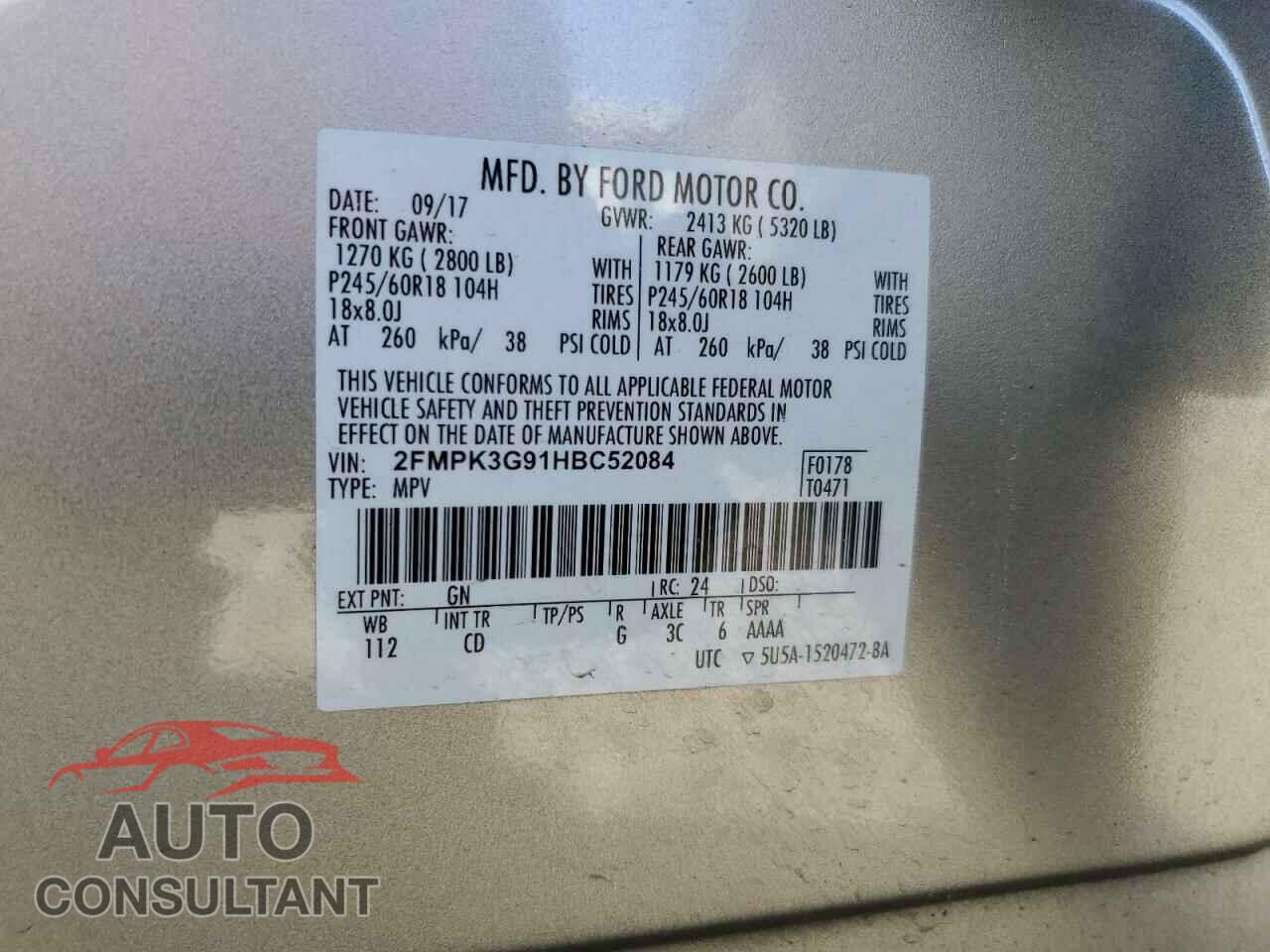 FORD EDGE 2017 - 2FMPK3G91HBC52084