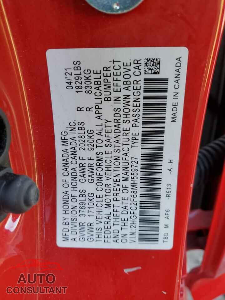 HONDA CIVIC 2021 - 2HGFC2F68MH559727