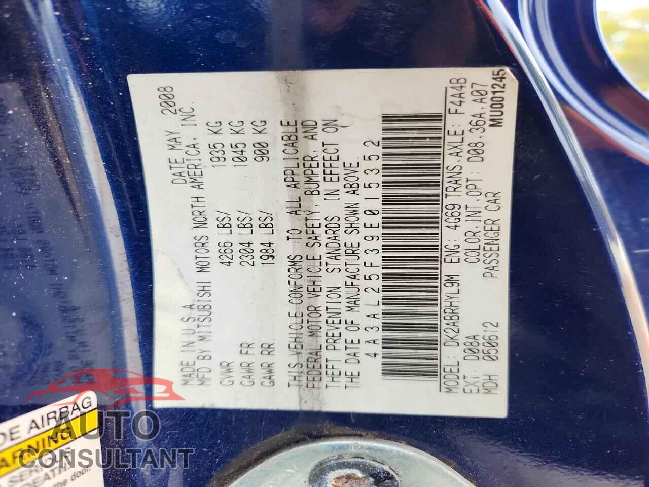 MITSUBISHI ECLIPSE 2009 - 4A3AL25F39E015352