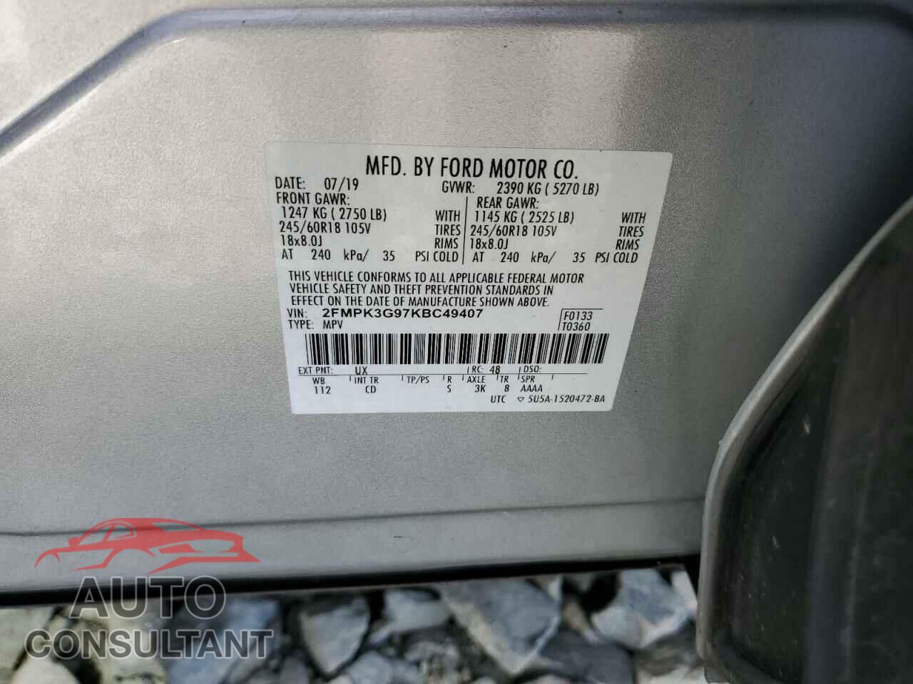 FORD EDGE 2019 - 2FMPK3G97KBC49407