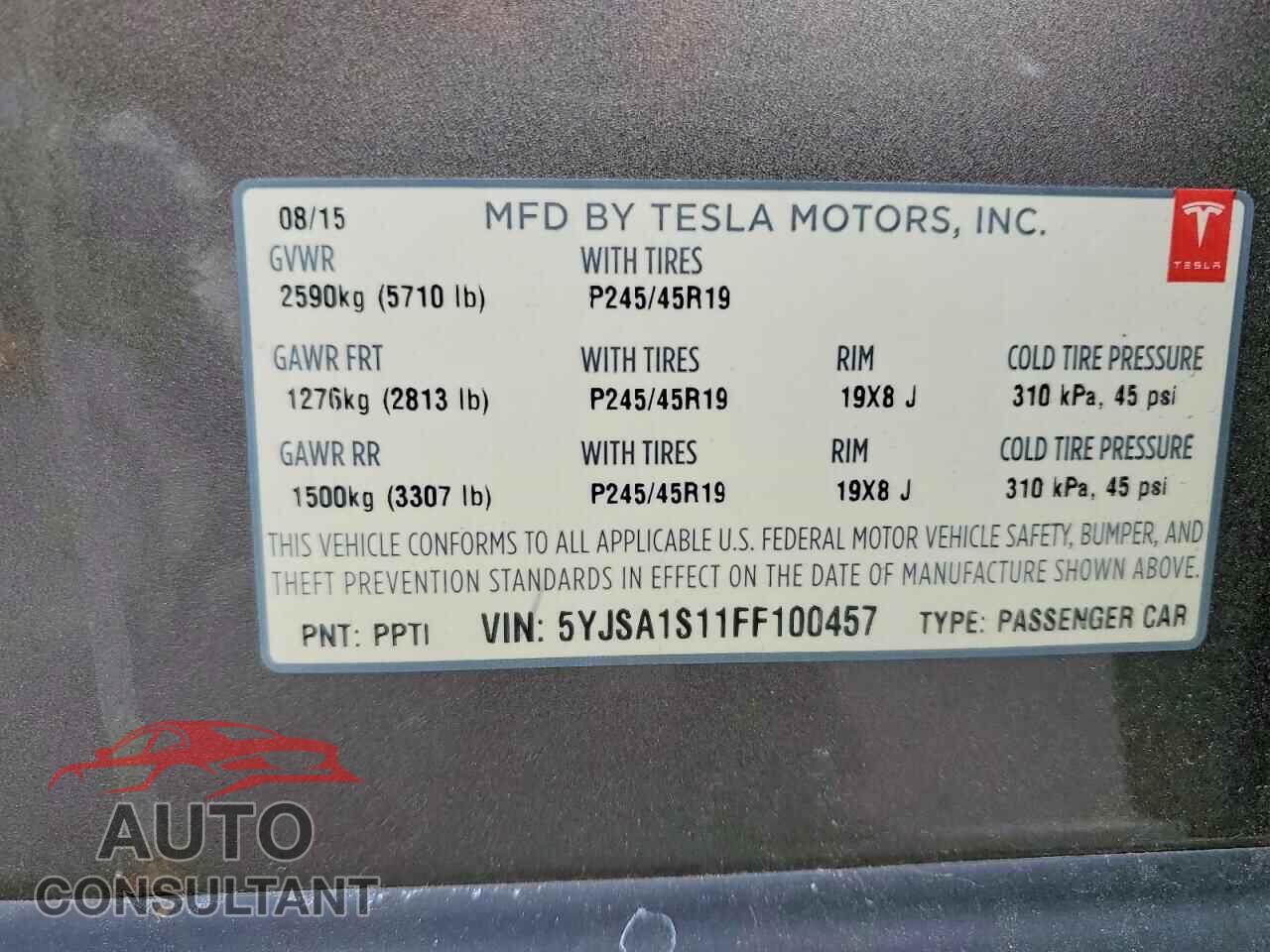 TESLA MODEL S 2015 - 5YJSA1S11FF100457
