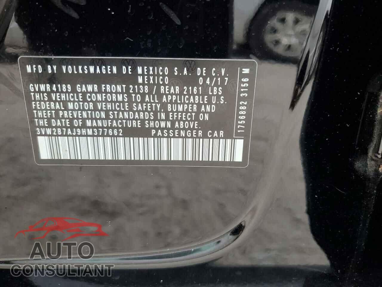 VOLKSWAGEN JETTA 2017 - 3VW2B7AJ9HM377662