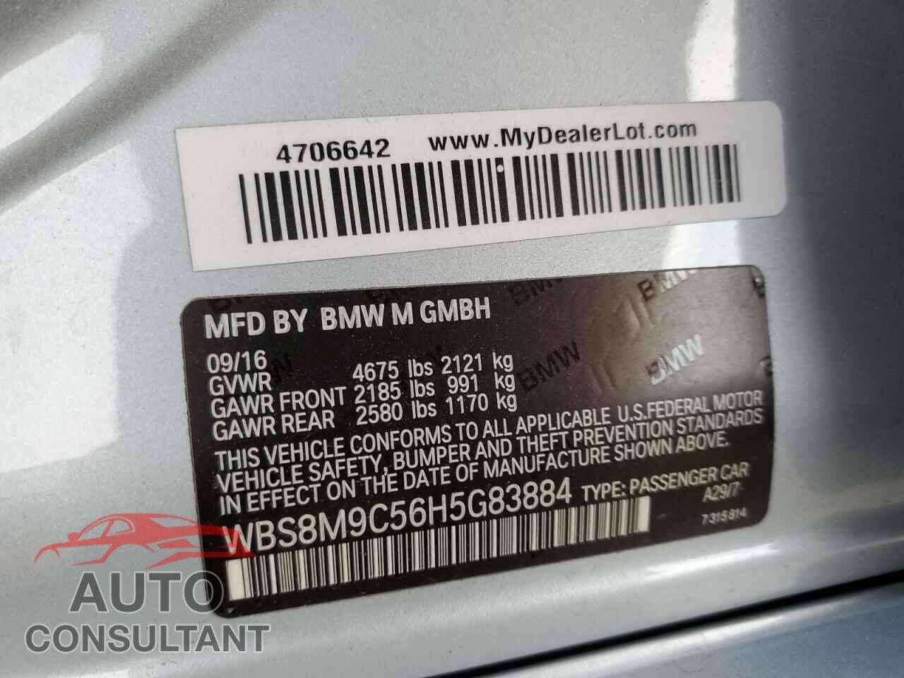 BMW M3 2017 - WBS8M9C56H5G83884