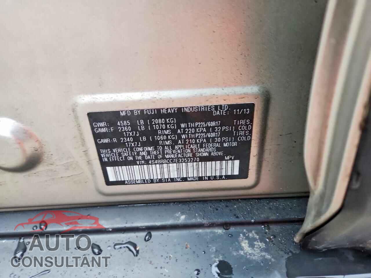 SUBARU OUTBACK 2014 - 4S4BRBCC7E3253270