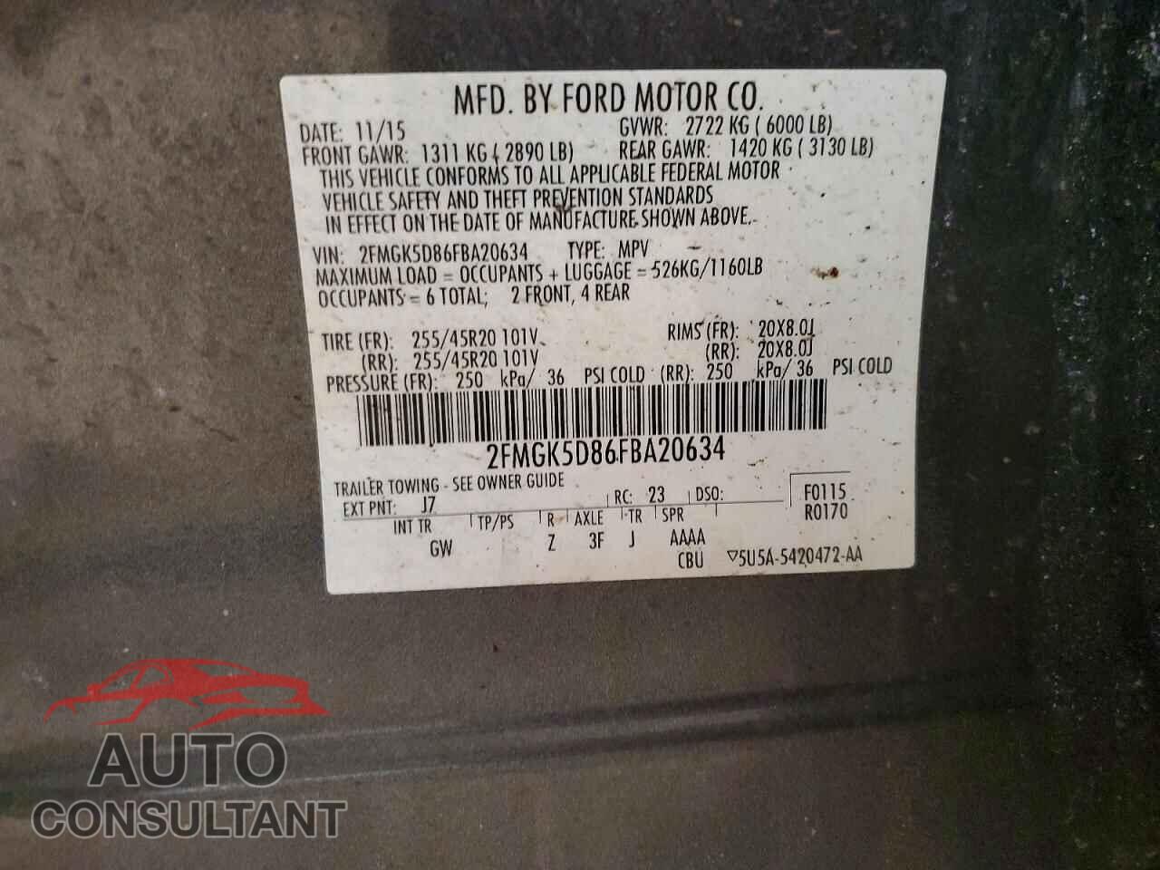 FORD FLEX LIMIT 2015 - 2FMGK5D86FBA20634