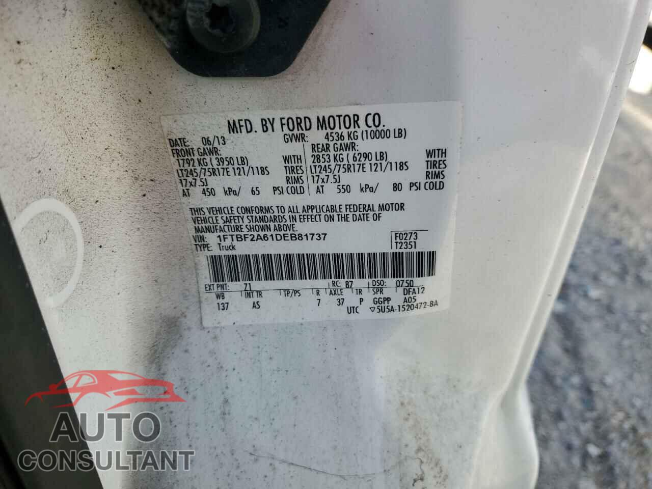 FORD F250 2013 - 1FTBF2A61DEB81737