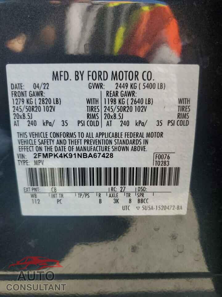 FORD EDGE 2022 - 2FMPK4K91NBA67428