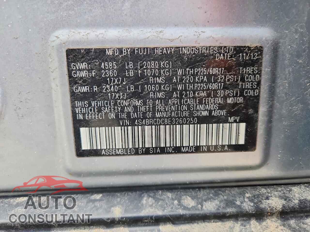 SUBARU OUTBACK 2014 - 4S4BRCDC8E3260250