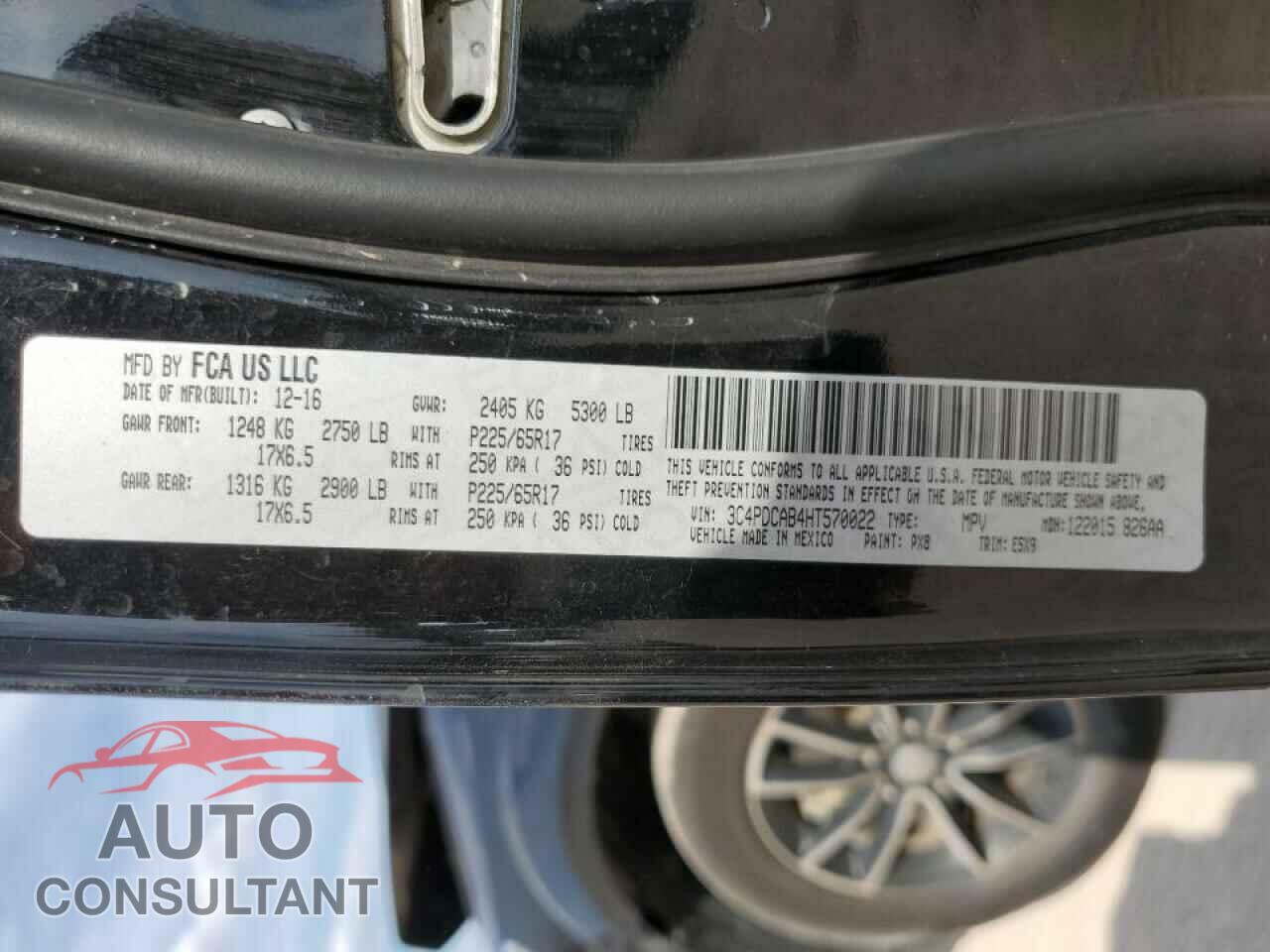 DODGE JOURNEY 2017 - 3C4PDCAB4HT570022