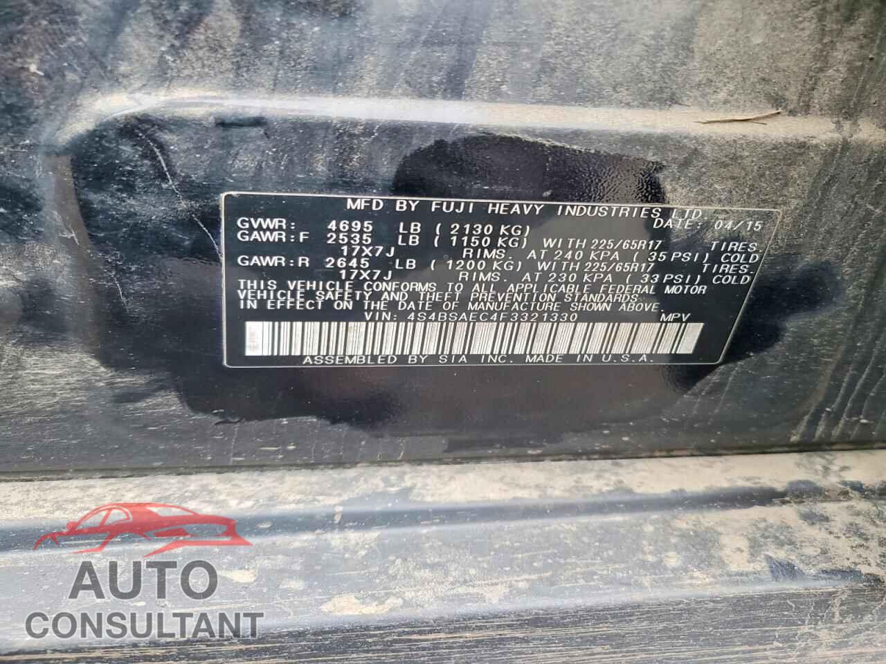 SUBARU OUTBACK 2015 - 4S4BSAEC4F3321330