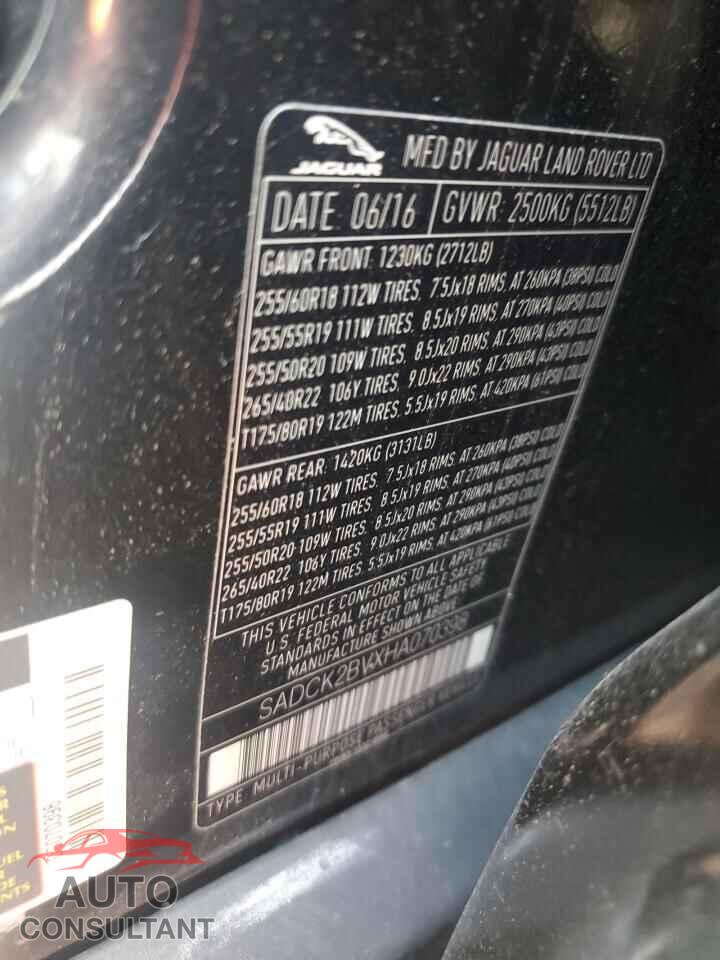 JAGUAR F-PACE 2017 - SADCK2BVXHA070398