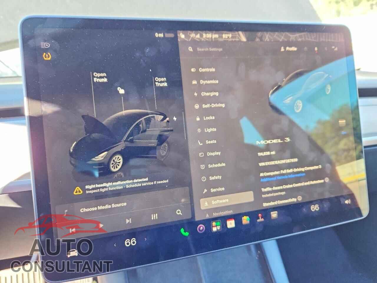 TESLA MODEL 3 2022 - 5YJ3E1EA2NF287839