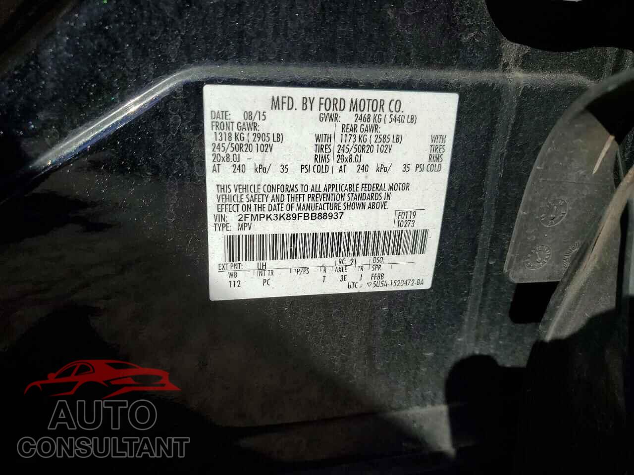 FORD EDGE 2015 - 2FMPK3K89FBB88937