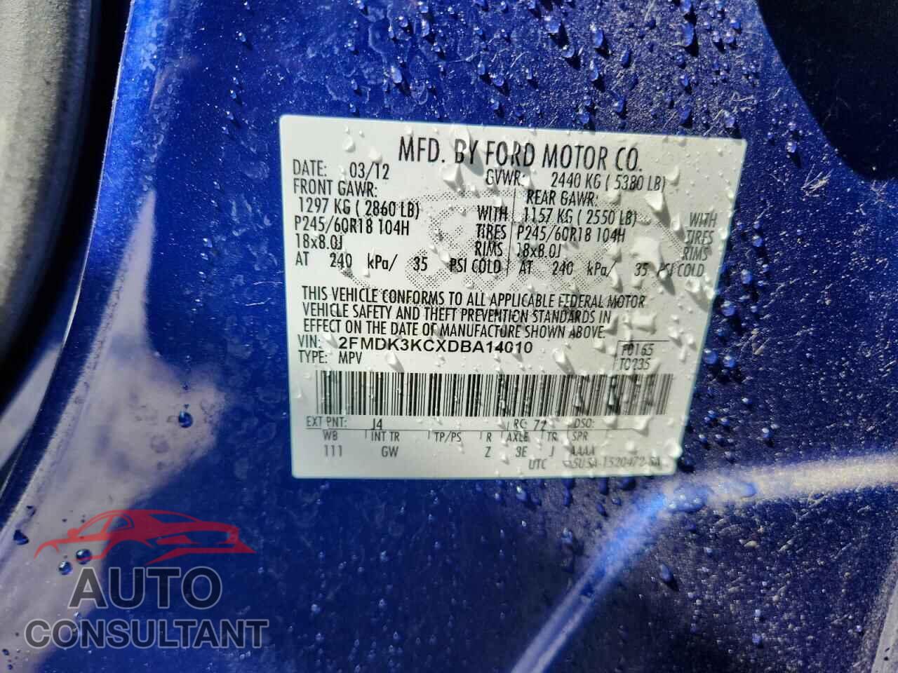 FORD EDGE 2013 - 2FMDK3KCXDBA14010