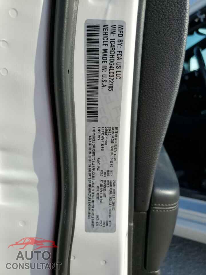 DODGE DURANGO 2020 - 1C4RDHDG4LC372705