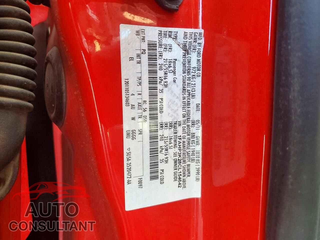 FORD FOCUS 2012 - 1FAHP3K28CL154642