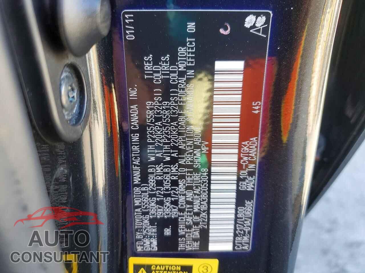 LEXUS RX350 2011 - 2T2ZK1BA3BC053048