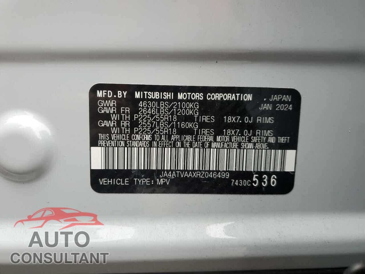 MITSUBISHI ECLIPSE 2024 - JA4ATVAAXRZ046499