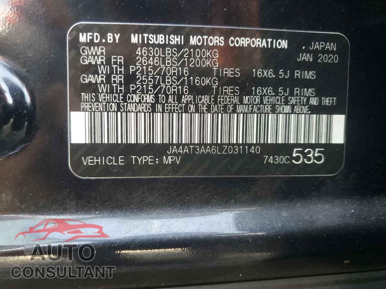 MITSUBISHI ECLIPSE 2020 - JA4AT3AA6LZ031140