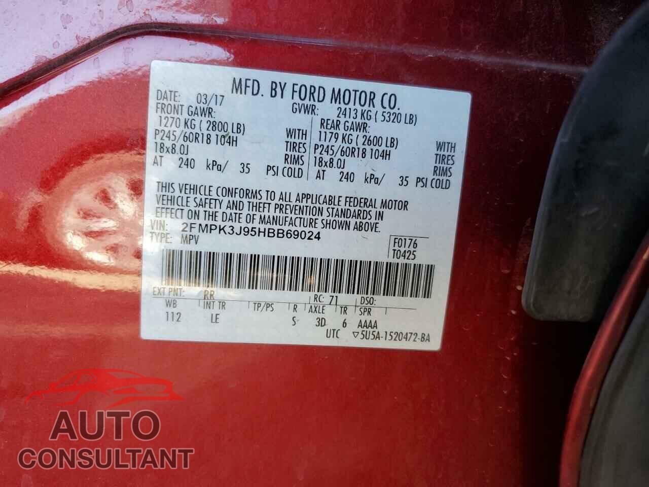 FORD EDGE 2017 - 2FMPK3J95HBB69024