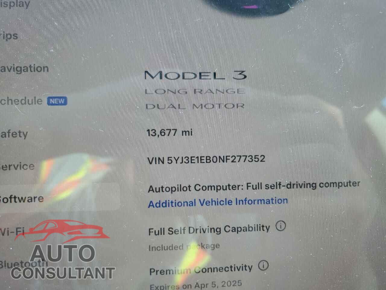 TESLA MODEL 3 2022 - 5YJ3E1EB0NF277352