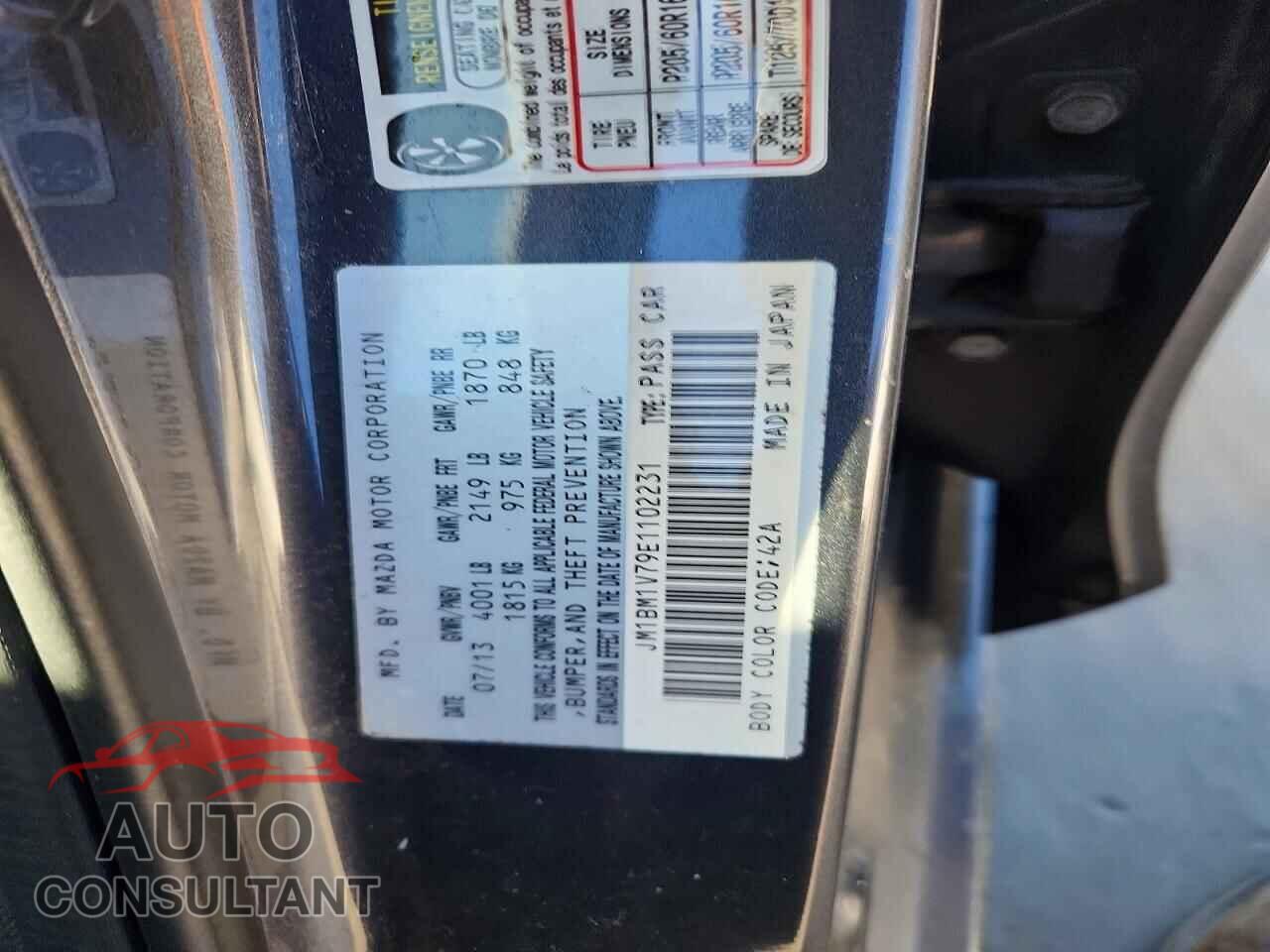 MAZDA 3 2014 - JM1BM1V79E1102231