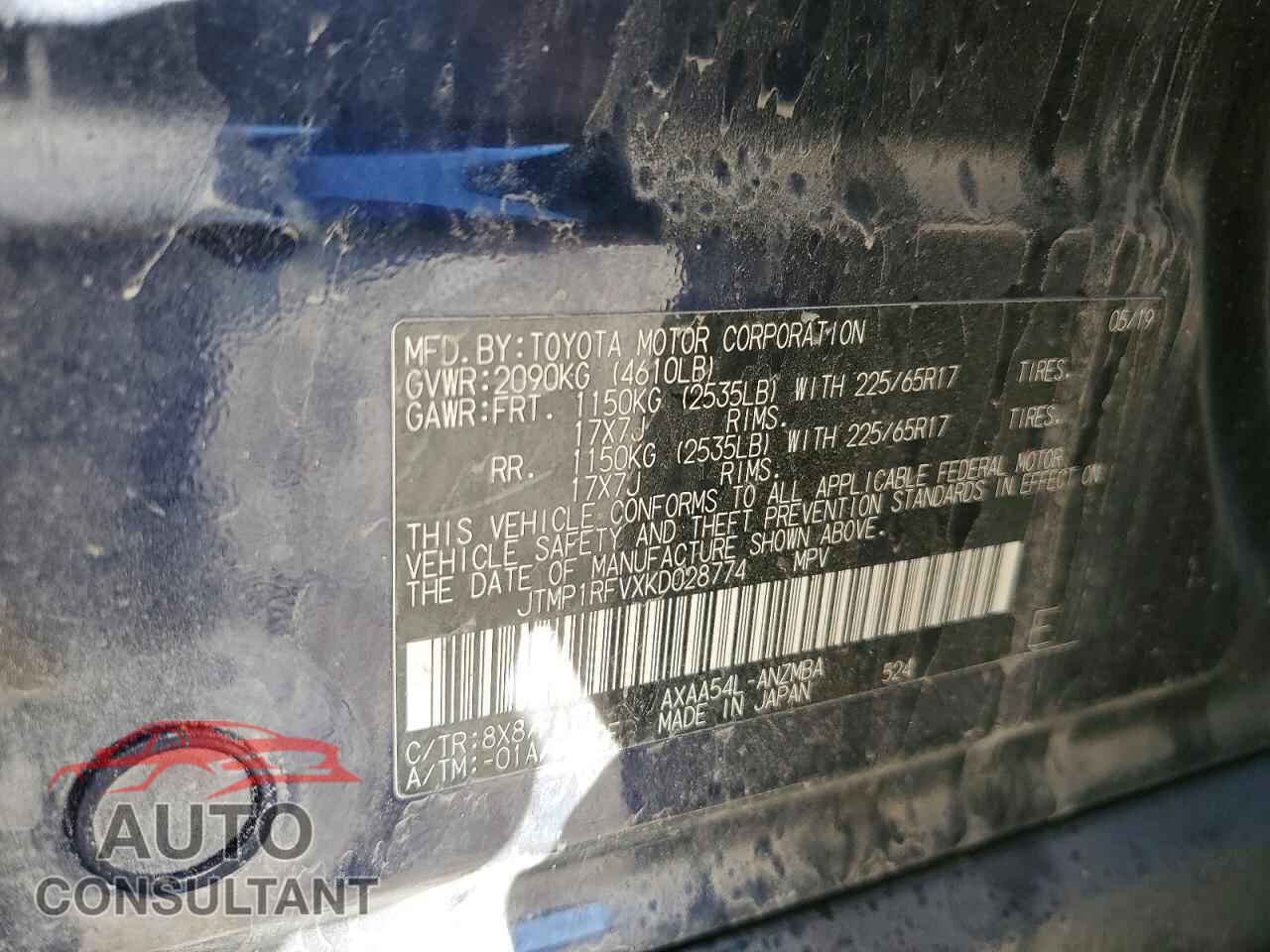 TOYOTA RAV4 2019 - JTMP1RFVXKD028774