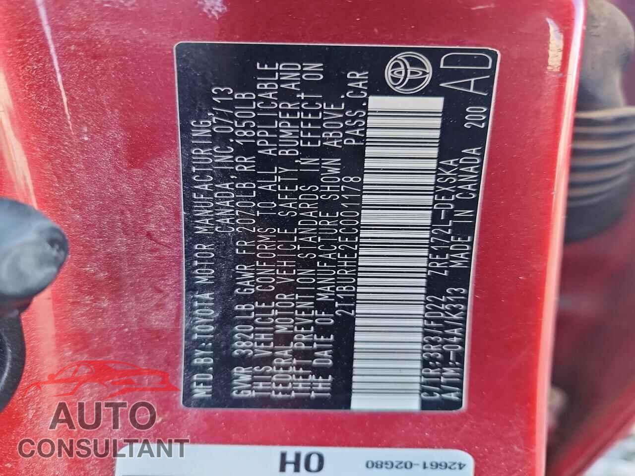 TOYOTA COROLLA 2014 - 2T1BURHE2EC001178