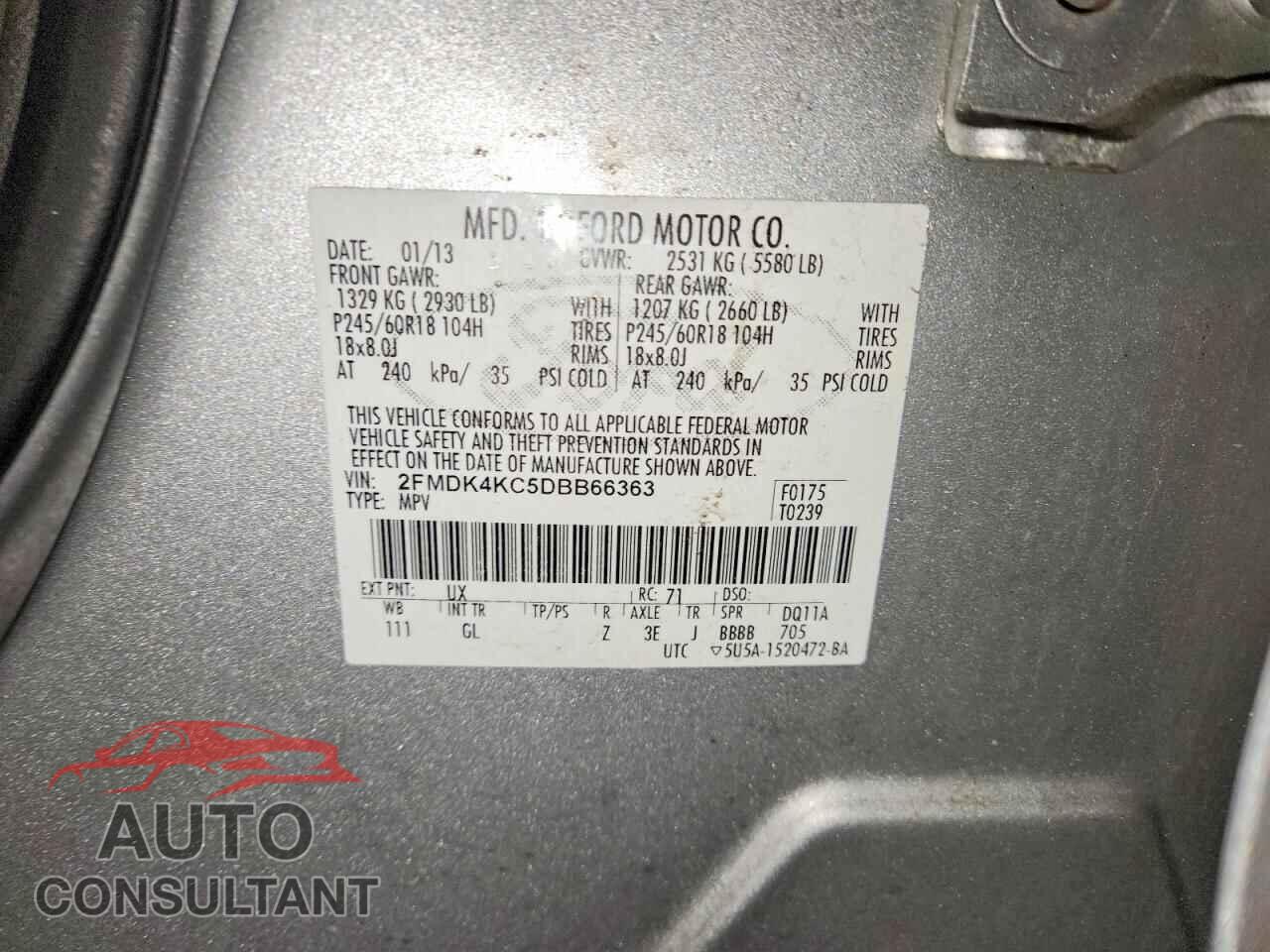 FORD EDGE 2013 - 2FMDK4KC5DBB66363