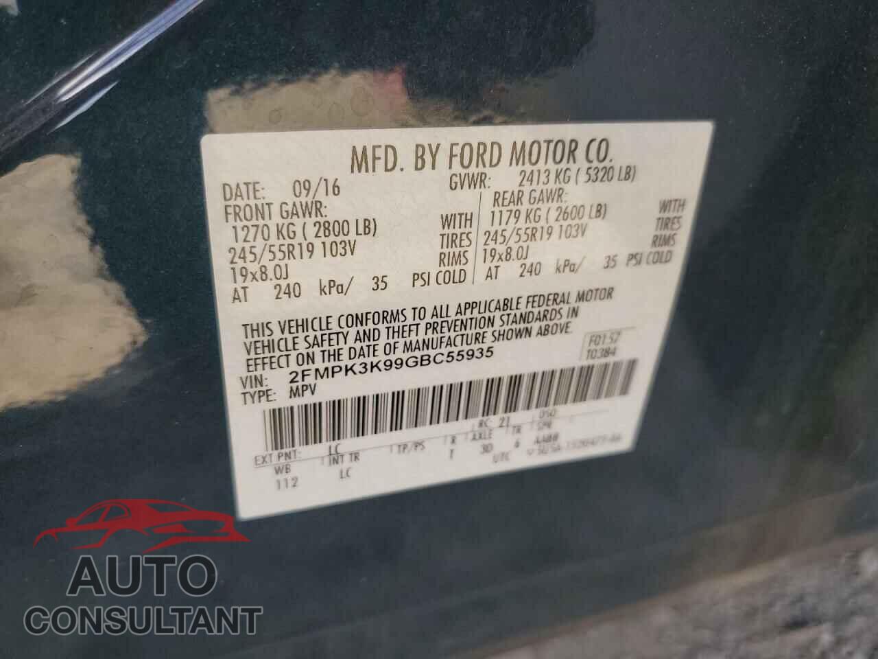 FORD EDGE 2016 - 2FMPK3K99GBC55935