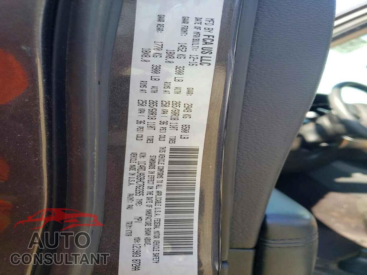 DODGE DURANGO 2017 - 1C4RDJAG9HC762265