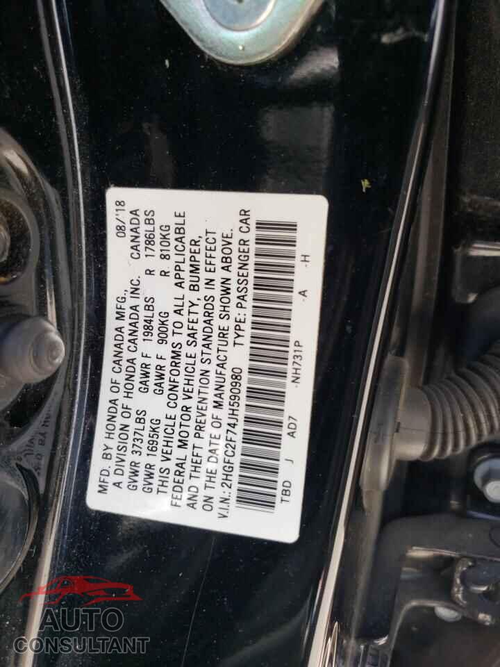 HONDA CIVIC 2018 - 2HGFC2F74JH590980
