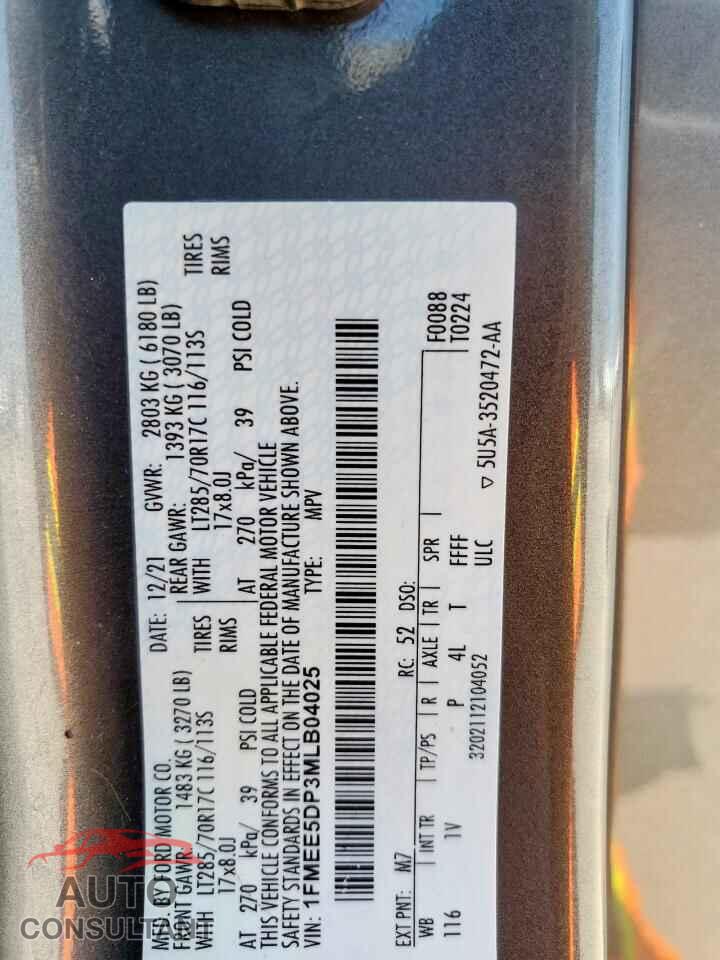 FORD BRONCO 2021 - 1FMEE5DP3MLB04025
