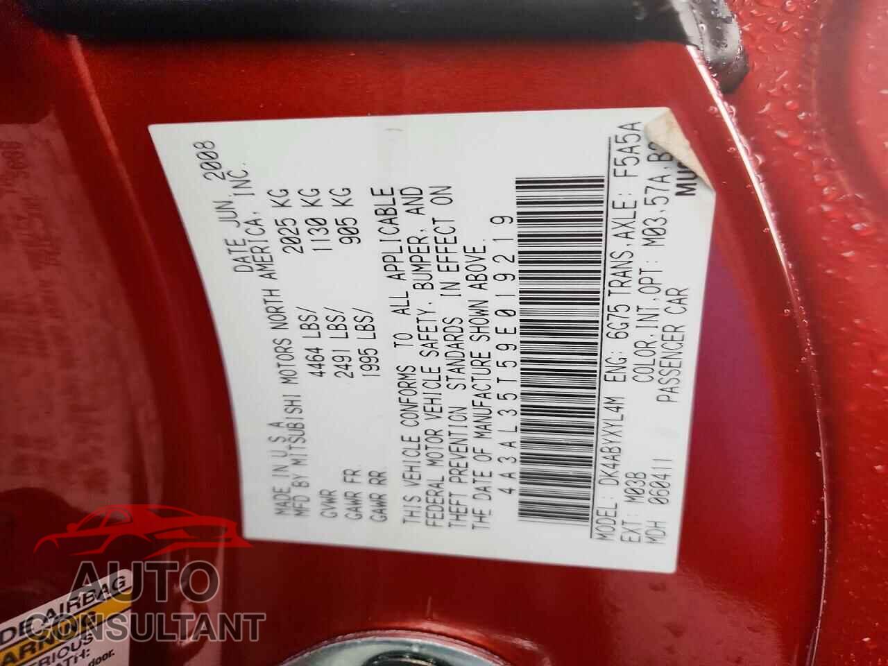 MITSUBISHI ECLIPSE 2009 - 4A3AL35T59E019219