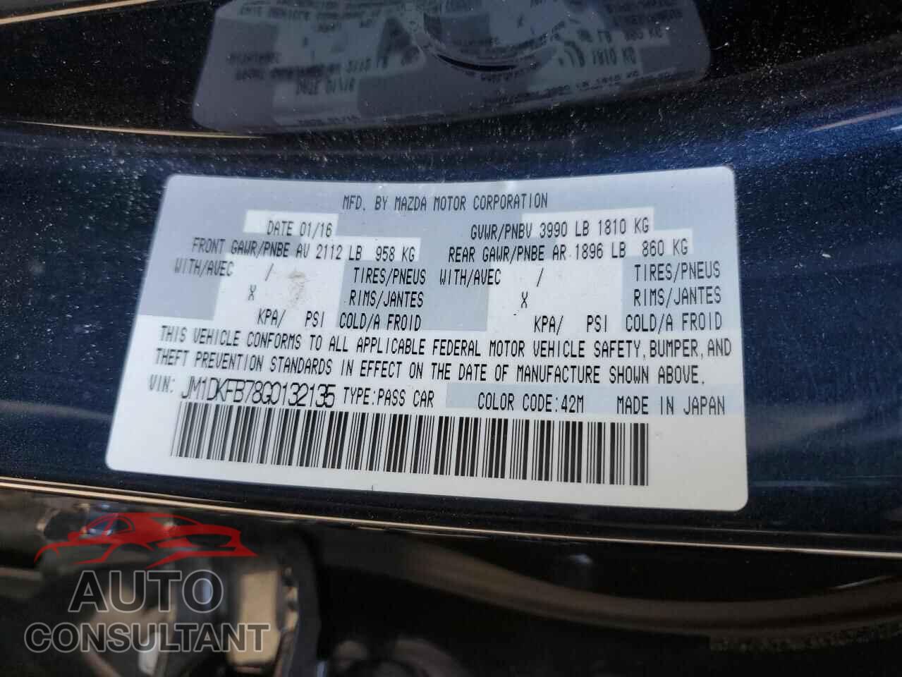 MAZDA CX-3 2016 - JM1DKFB78G0132135
