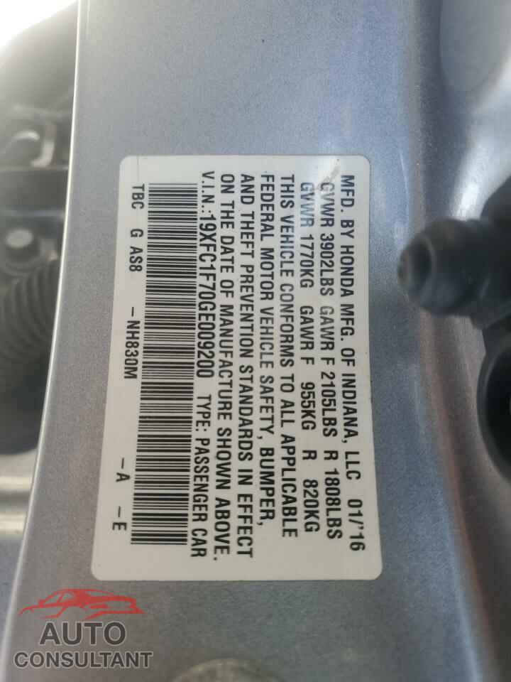 HONDA CIVIC 2016 - 19XFC1F70GE009200