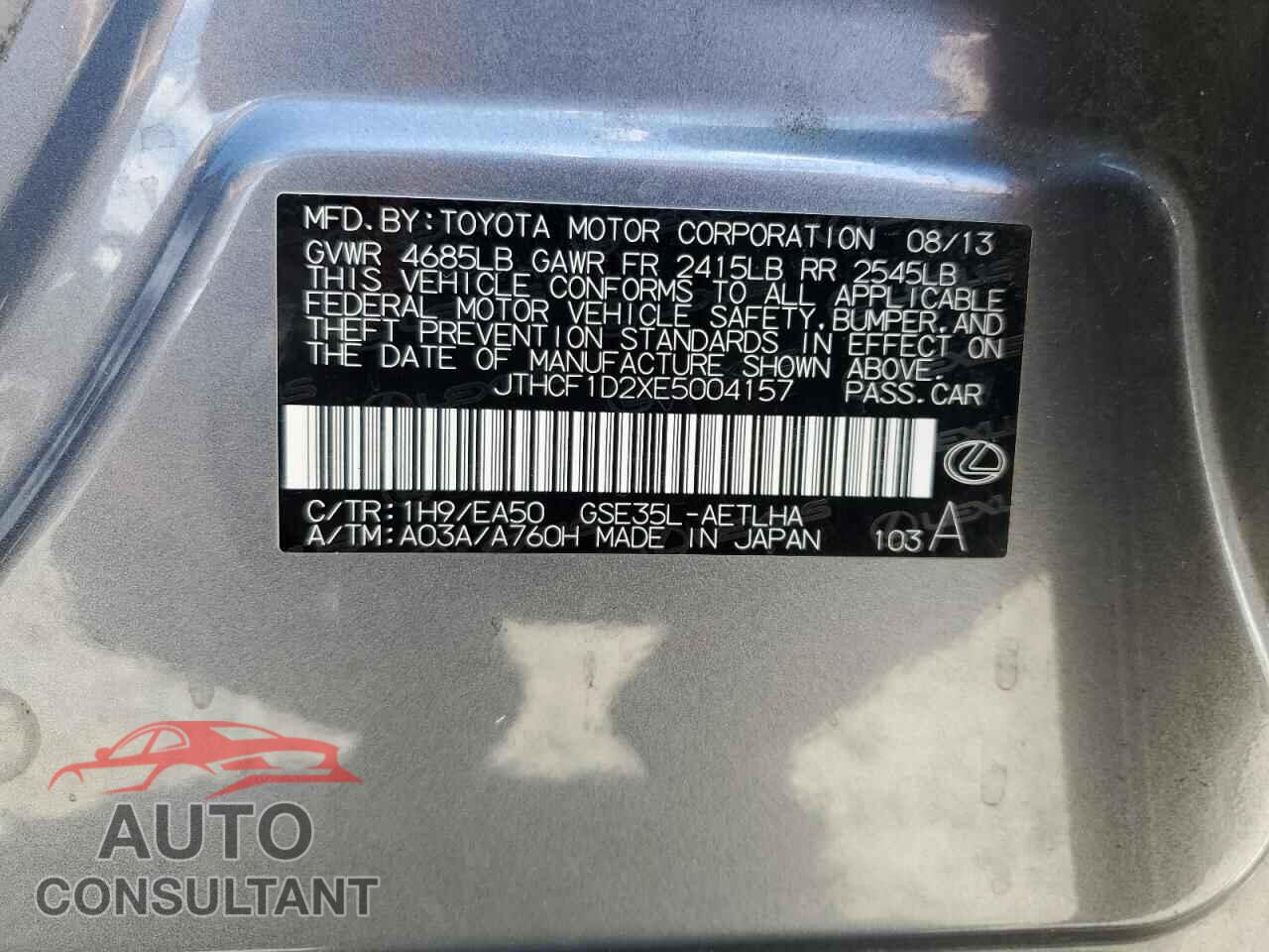 LEXUS IS 2014 - JTHCF1D2XE5004157
